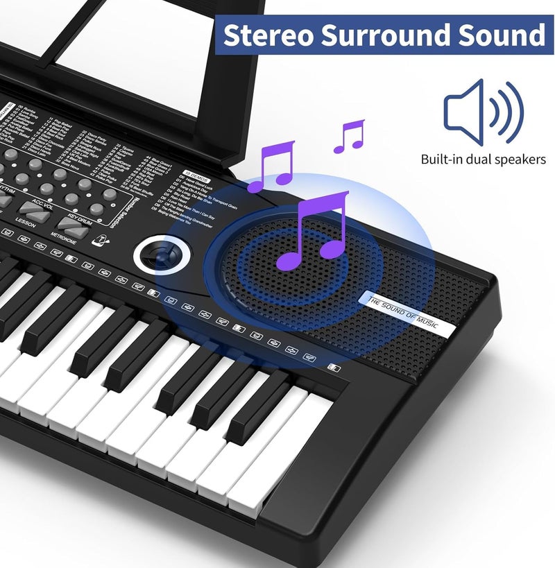 Rfgyhet 61 keys keyboard piano, Electronic Digital Piano with Built-In Speaker Microphone, Sheet Stand and Power Supply, Portable piano Keyboard Gift Teaching for Beginners - Image 2